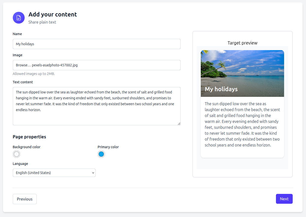 Editing content for links