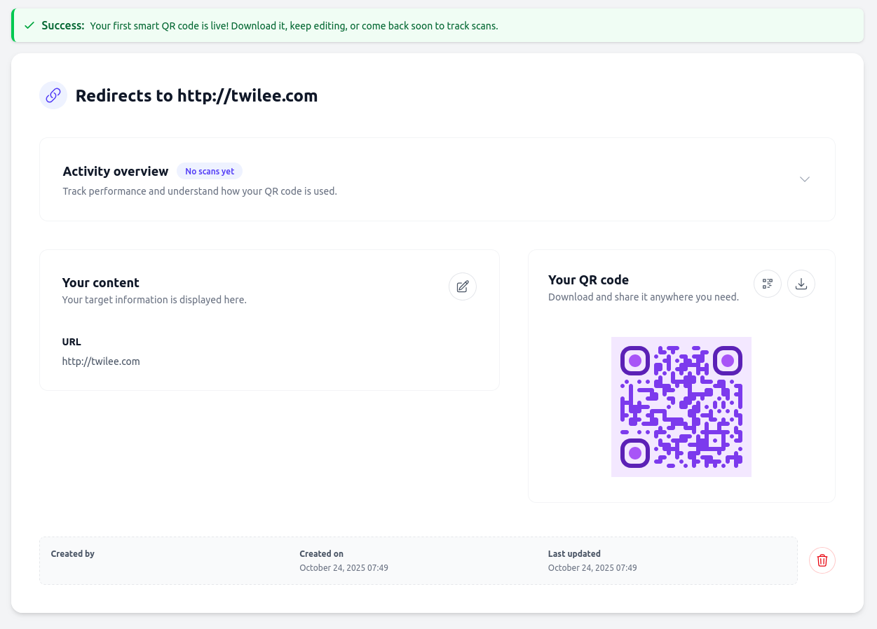 Qr codes listing completed