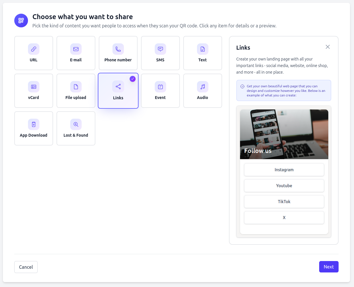 Choose the type Screenshot