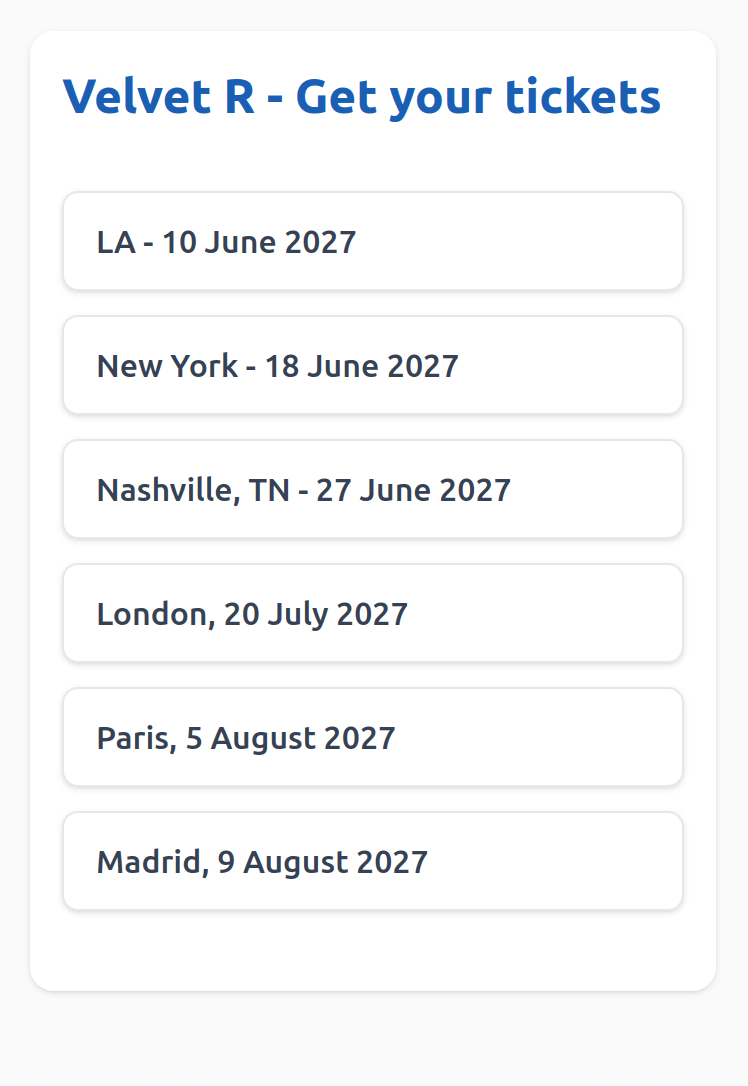 Tour links page preview